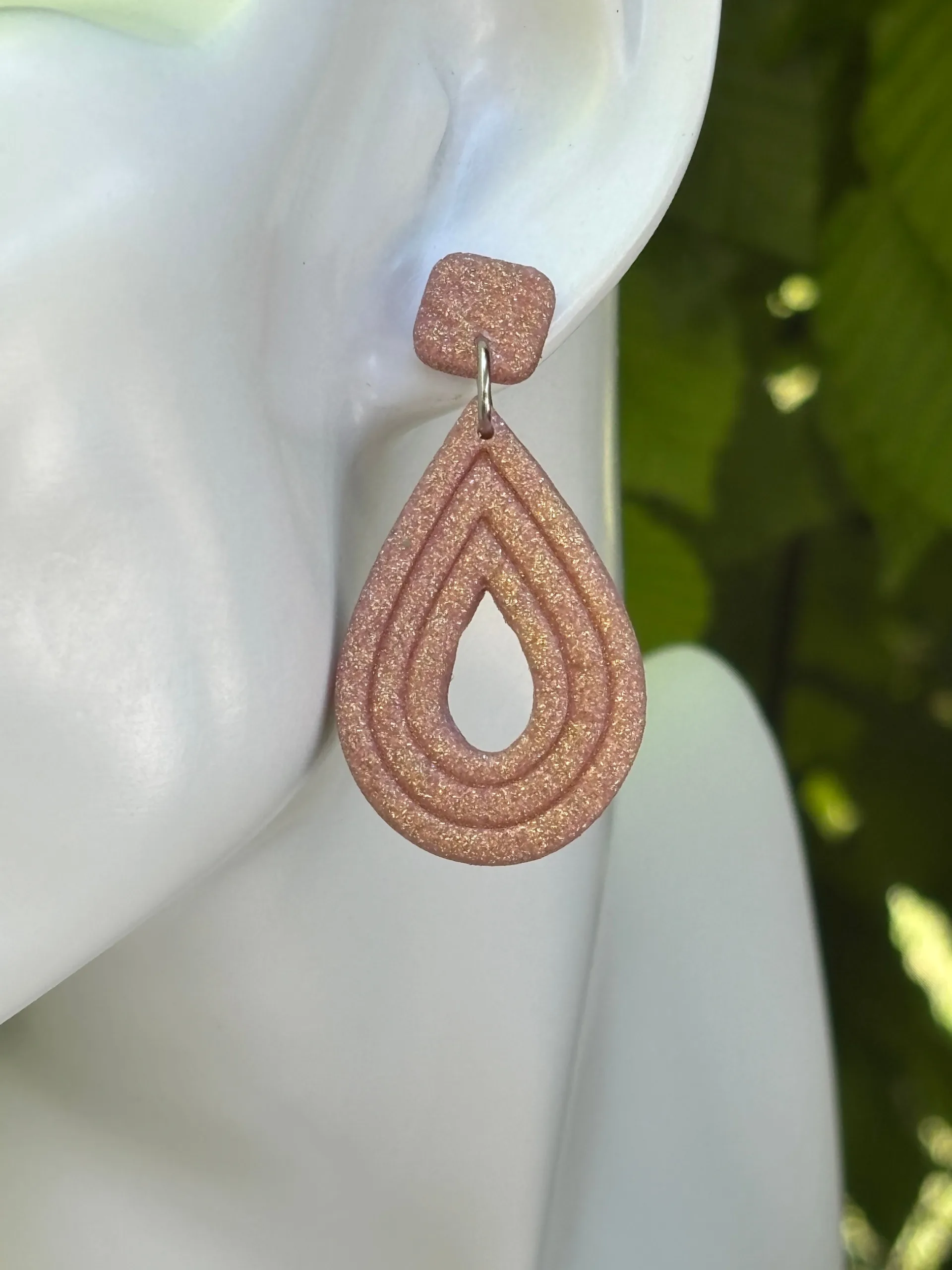 Dubai Ohrringe rosegold glitzernd, leichte hypoallergene Statement Ohrringe